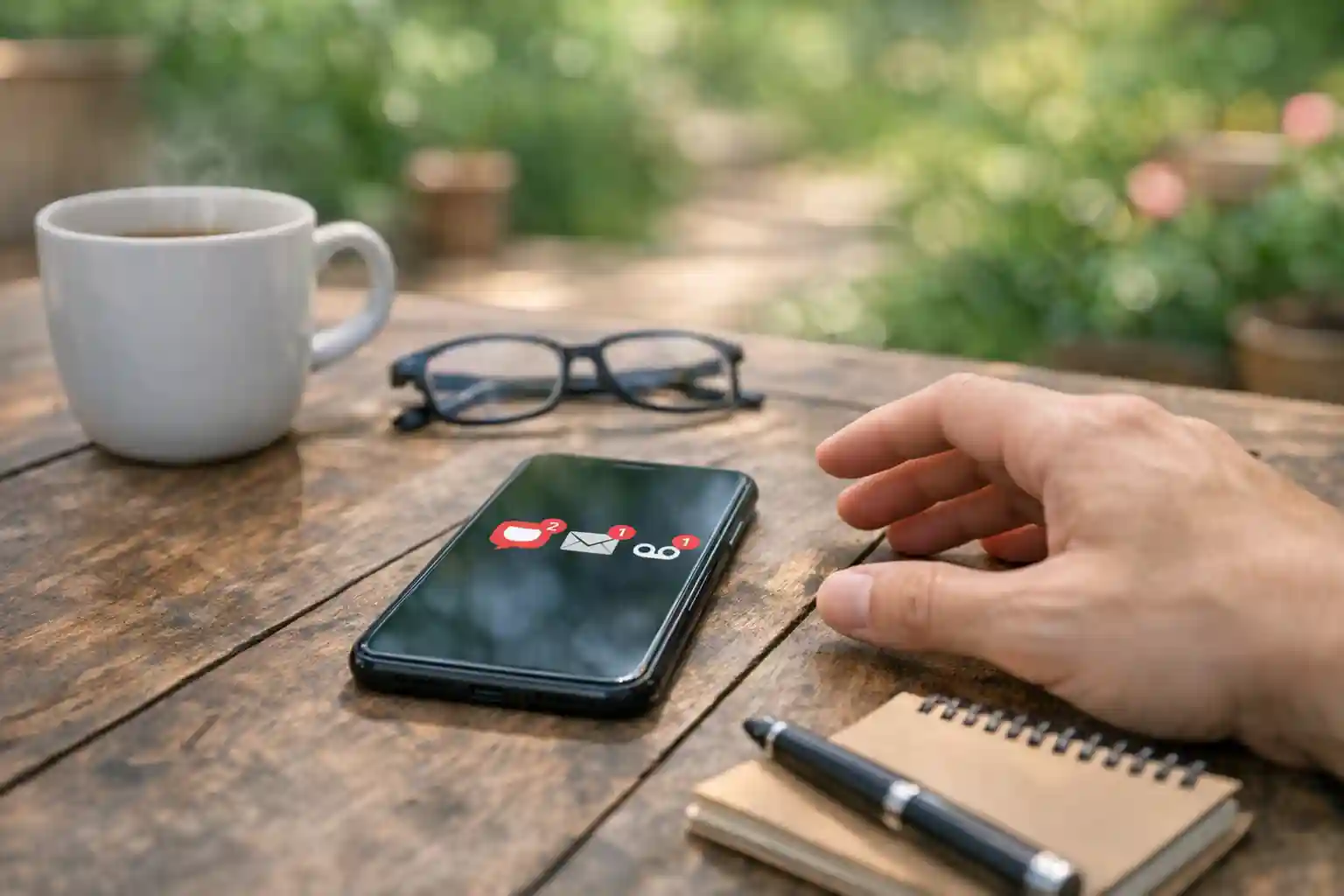 Voicemail and text message notifications on a smartphone